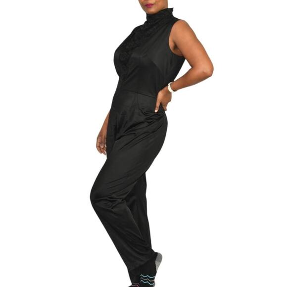 Vintage Jer Marai Jumpsuit Black Lingerie Nylon 60s Lace Loungewear Size Medium - Picture 14 of 16